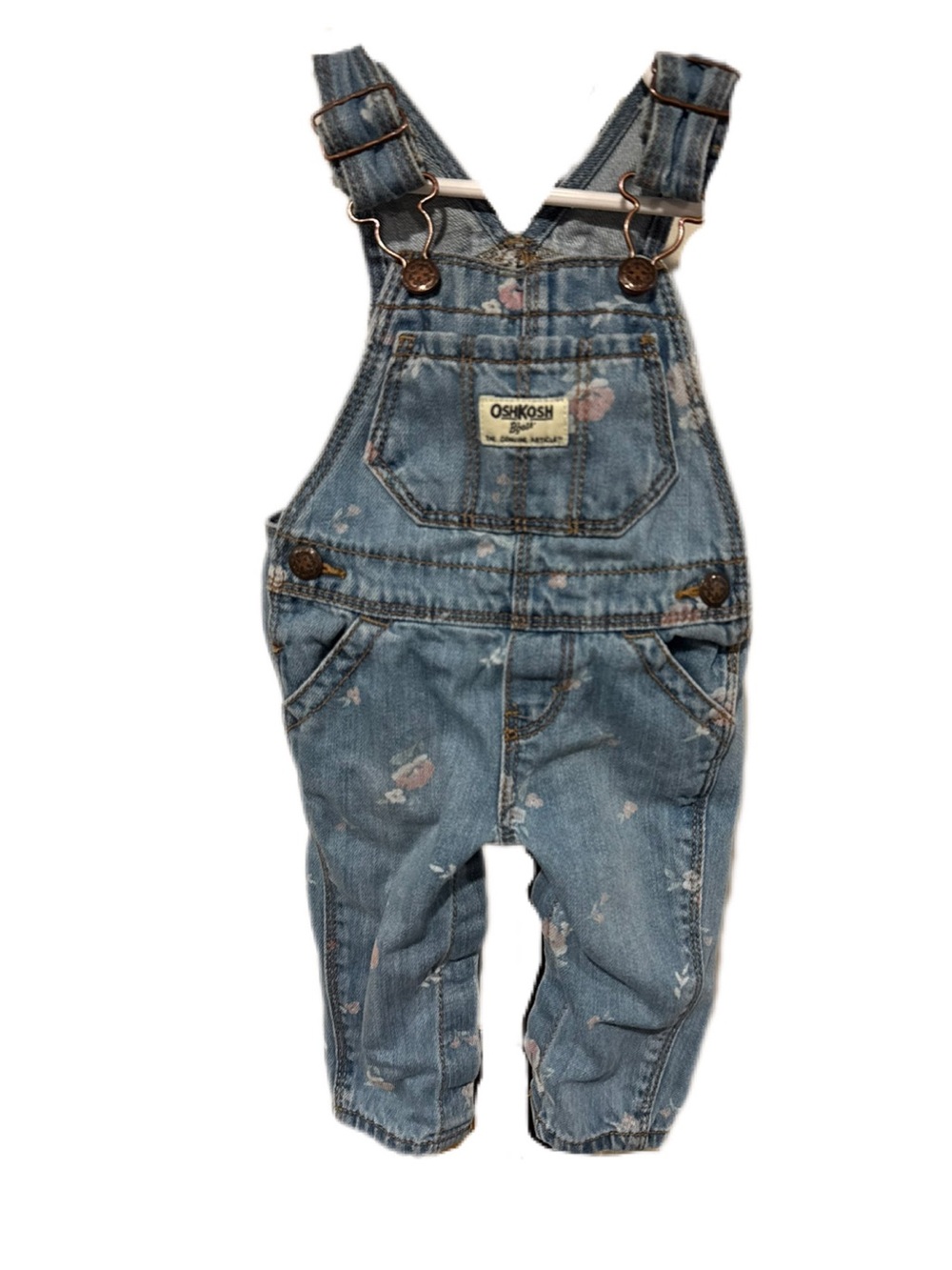 OshKosh Denim Baby Overalls with Floral Pattern infant 3-6mo